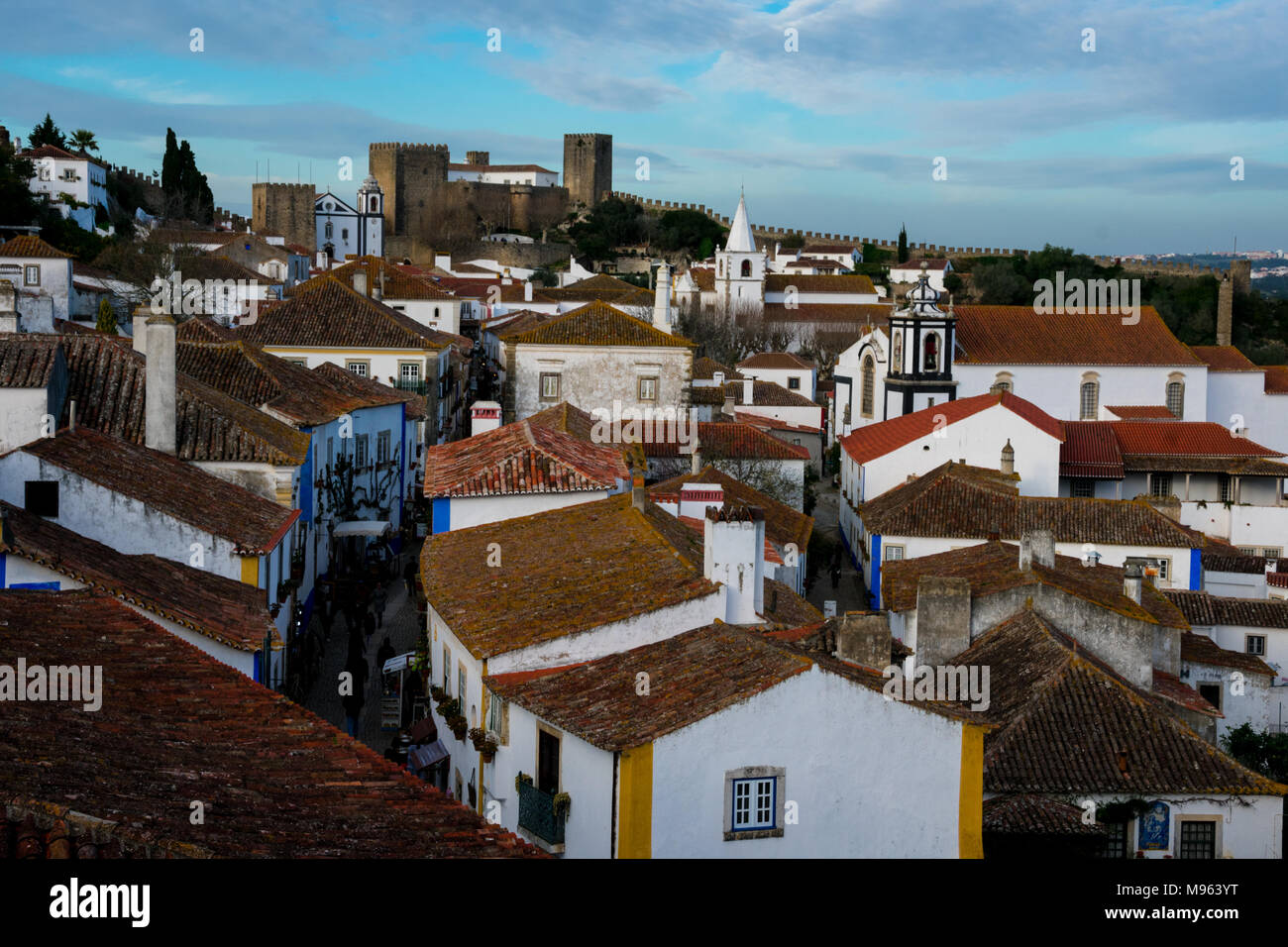 Obidos, Portugal. January 27, 2018. View of the medieval Obidos city and the Castle (Castelo de Obidos) Stock Photo