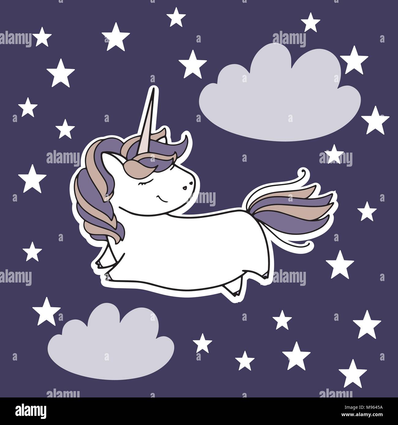 Unicorn in the sky cute vector illustration. Card and shirt design ...