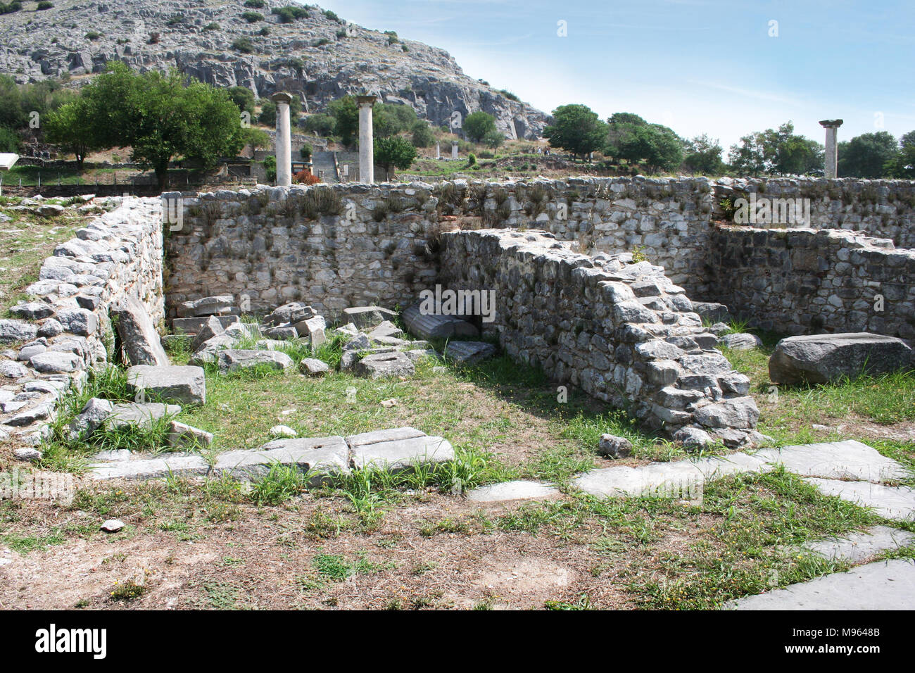 This historic theater in Philippi would have been visited Paul and other early Christians. It would have housed dramas and gladiator fights. Stock Photo