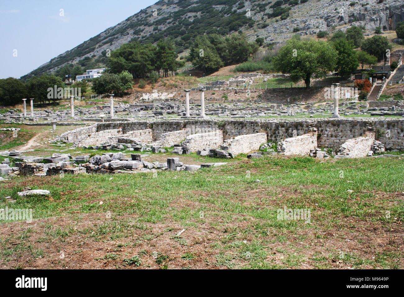 This historic theater in Philippi would have been visited Paul and other early Christians. It would have housed dramas and gladiator fights. Stock Photo