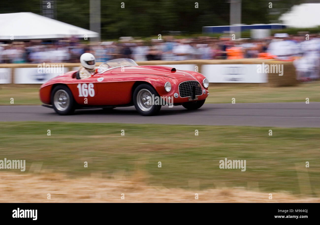 1950 Ferrari 166MM Touring Barchetta. Chassis 0040M. One of the first true Ferraris. Only 25 were built. Photo taken Goodwood Festival of Speed 2009. Stock Photo