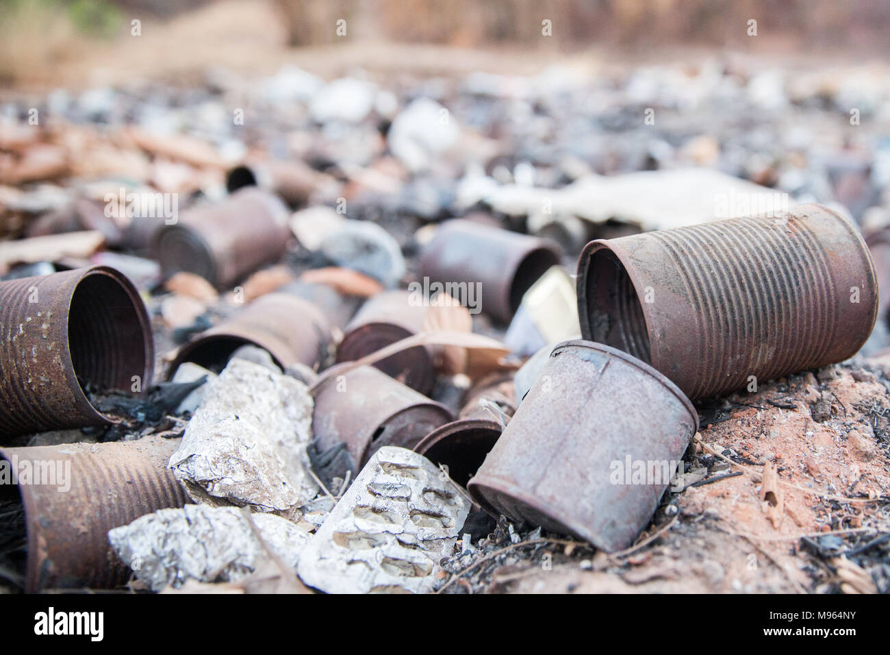 A rubbish pile outside Tendaba camp, The Gambia Stock Photo - Alamy