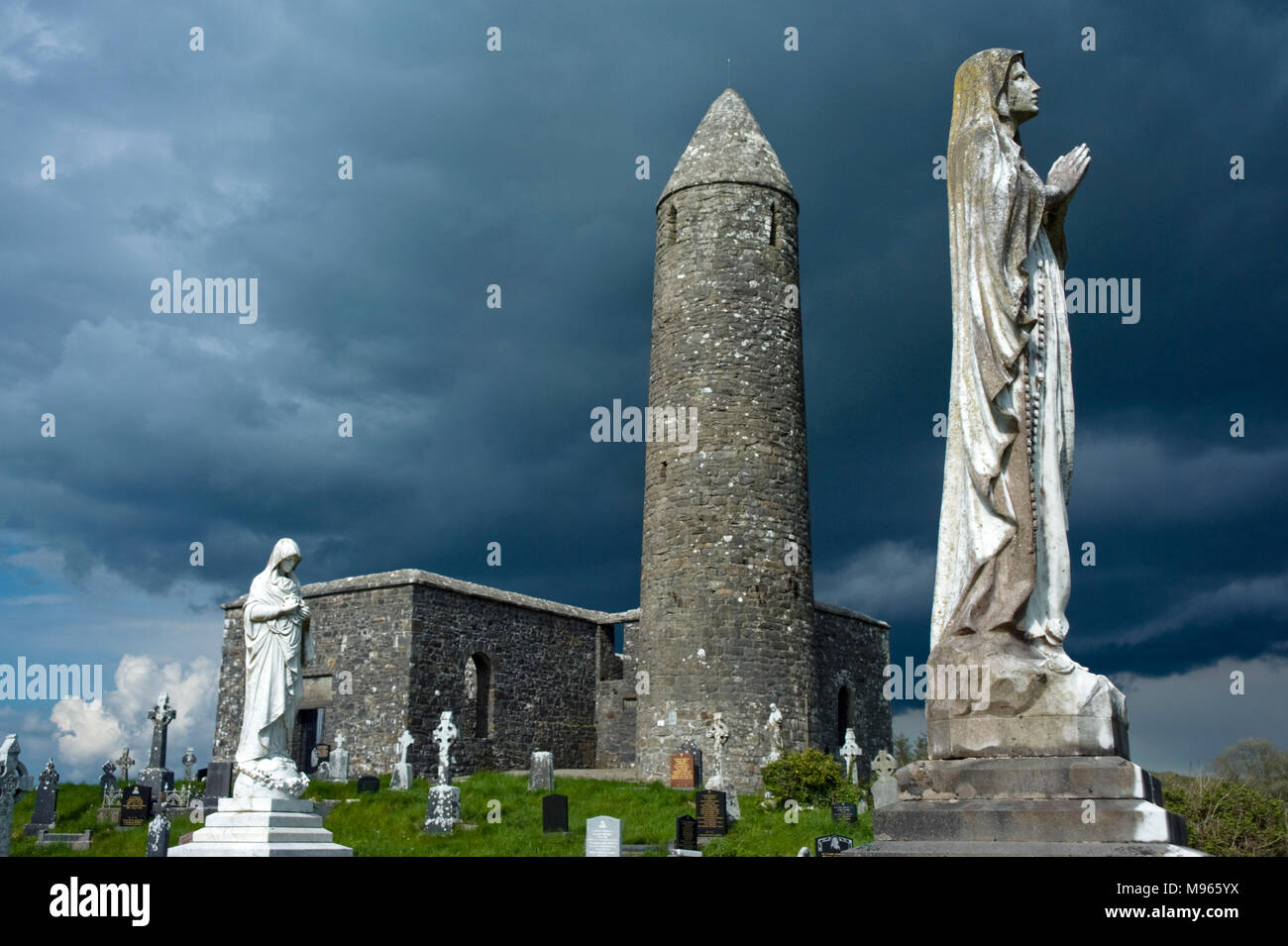 Turlough Round Tower, County Mayo. Stock Photo