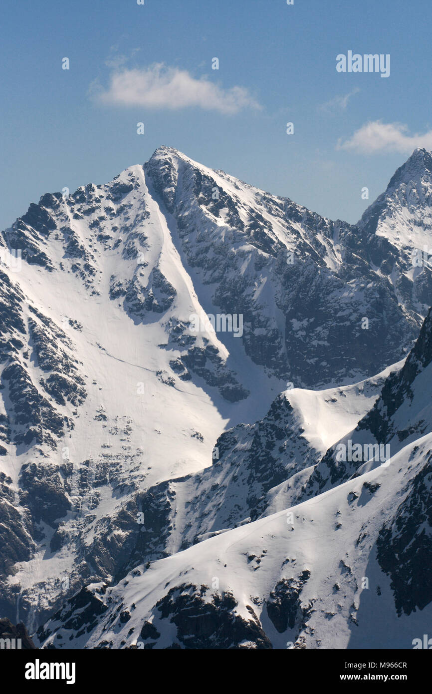 Rysy - the highest summit of Poland, Tatra Mountains (people on the top) Stock Photo
