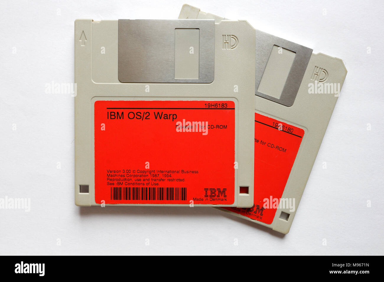 Operating system installation floppy disks IBM OS/2 warp, computer software Stock Photo
