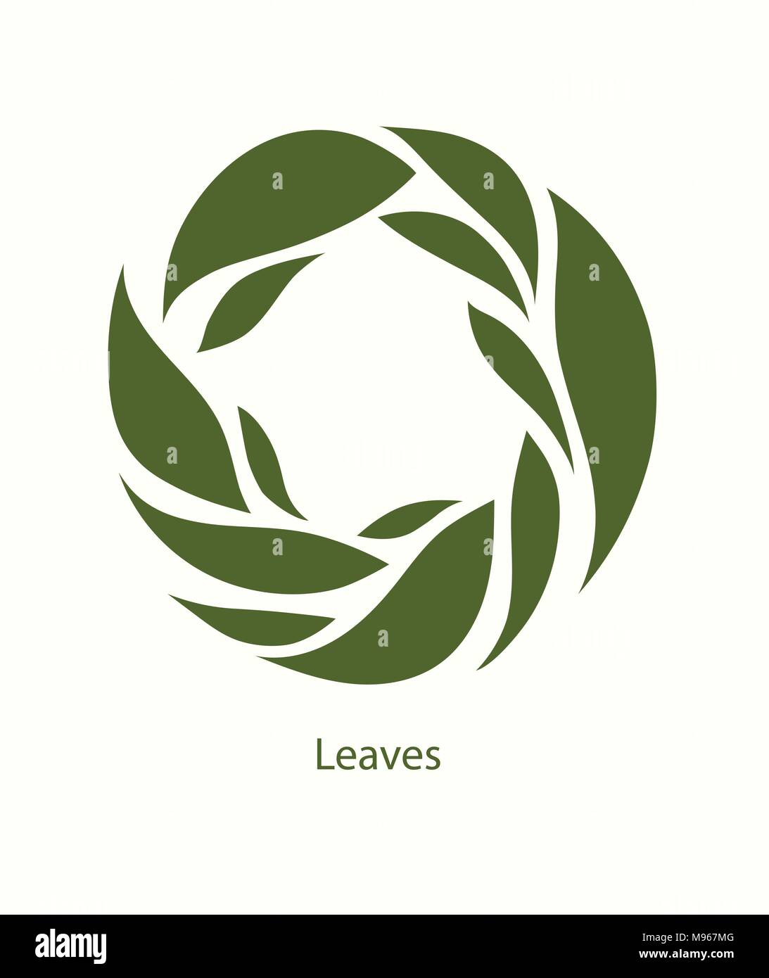 Leaves Label Abstract Design Round Icon Beautiful Logo Garden