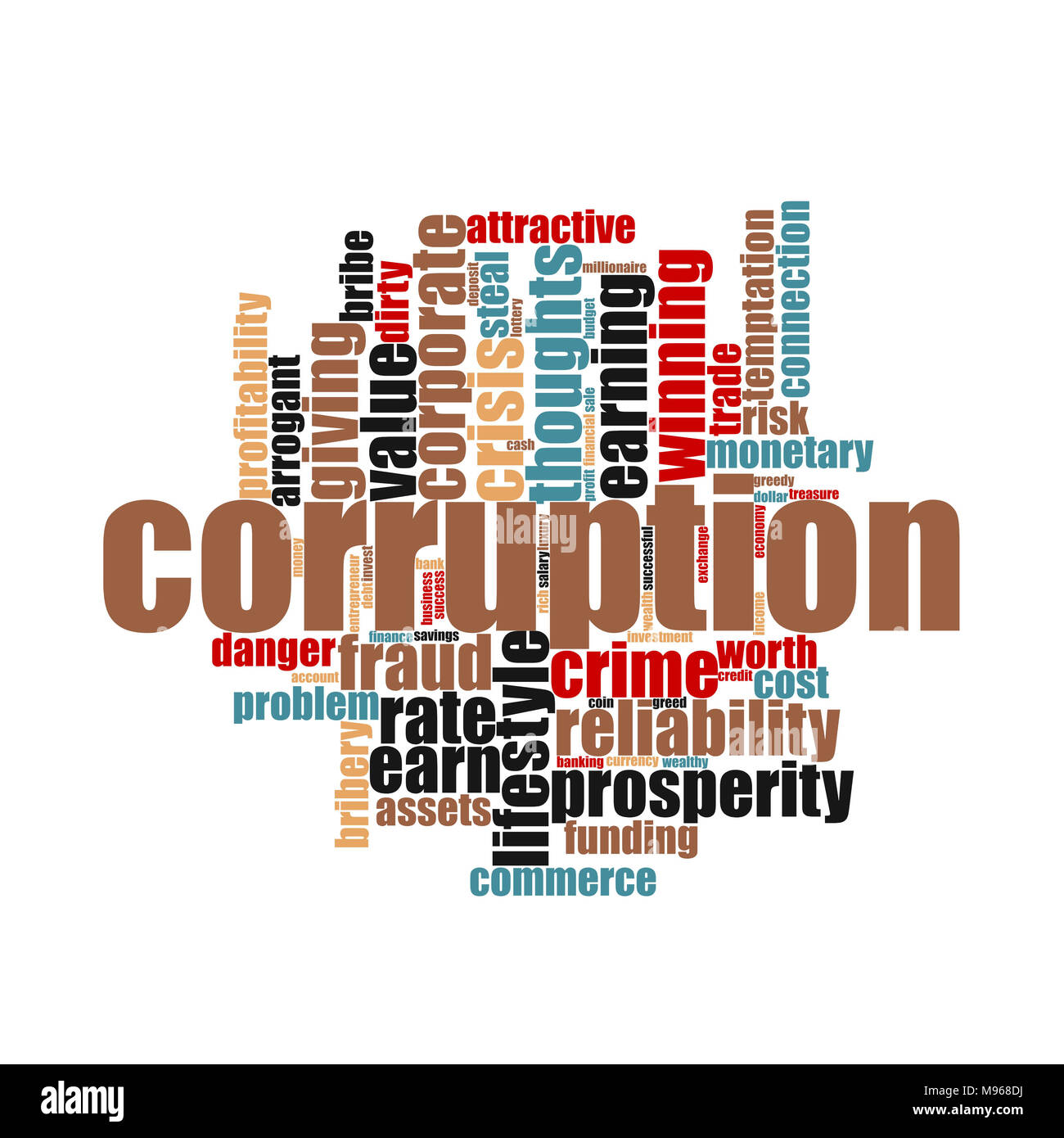 Corruption crime issues concept on white background, 3d rendering. Stock Photo