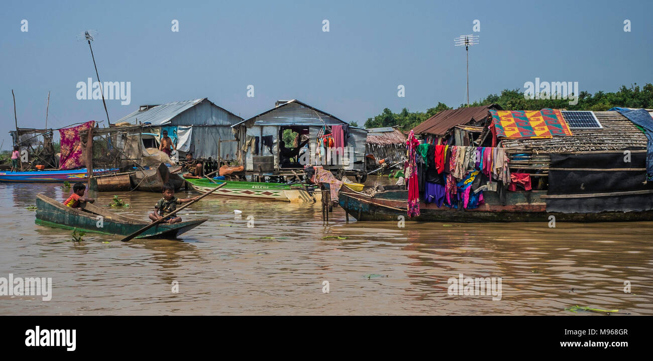 Fishermen of Tonle Sap Stock Photo