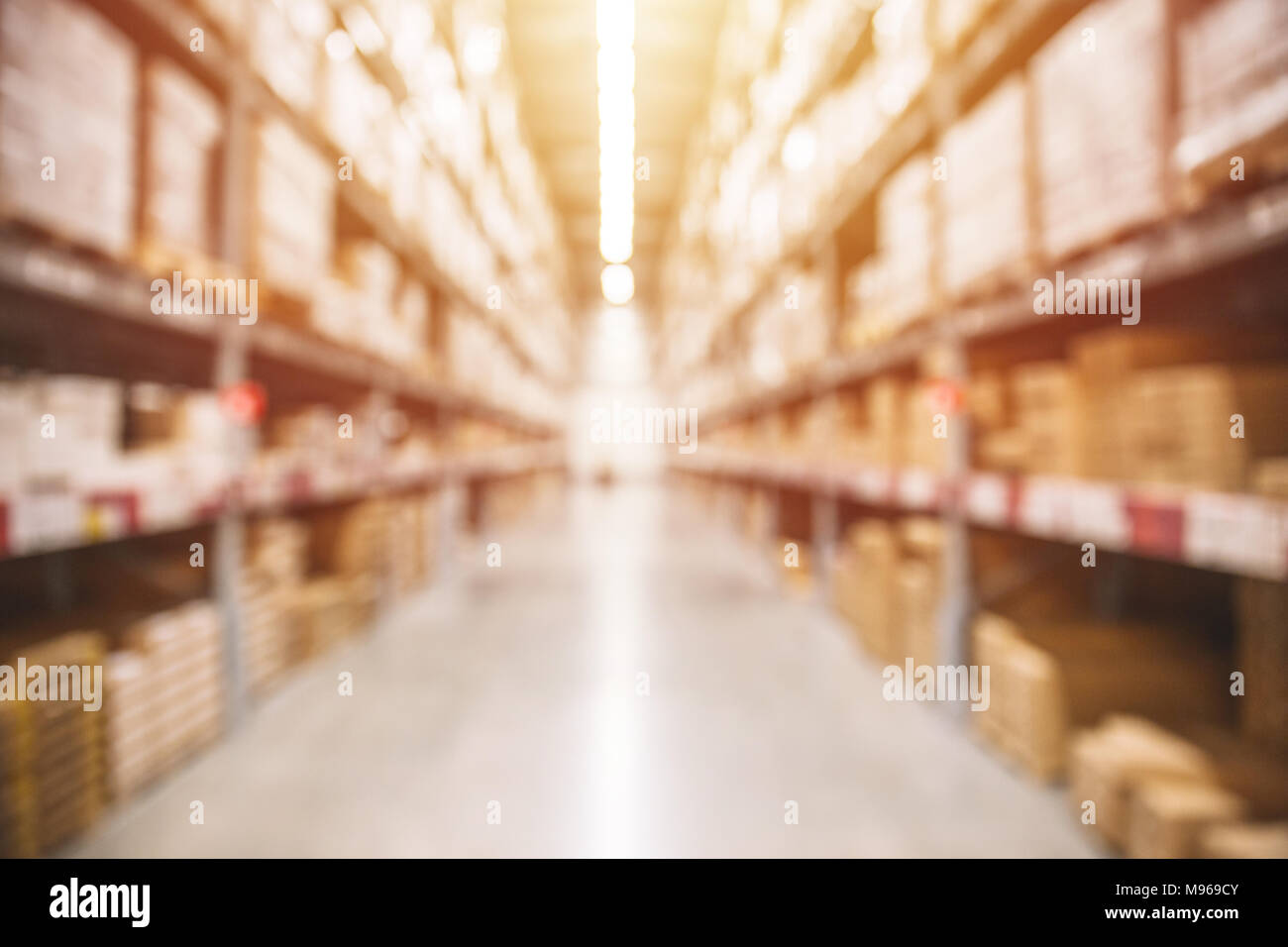 Blur Warehouse inventory product stock for logistic background Stock Photo