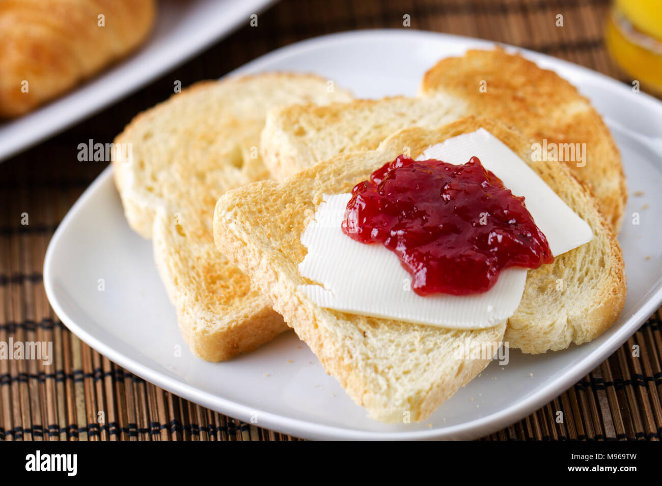 Strawberry Jam on Toast Stock Photo Alamy