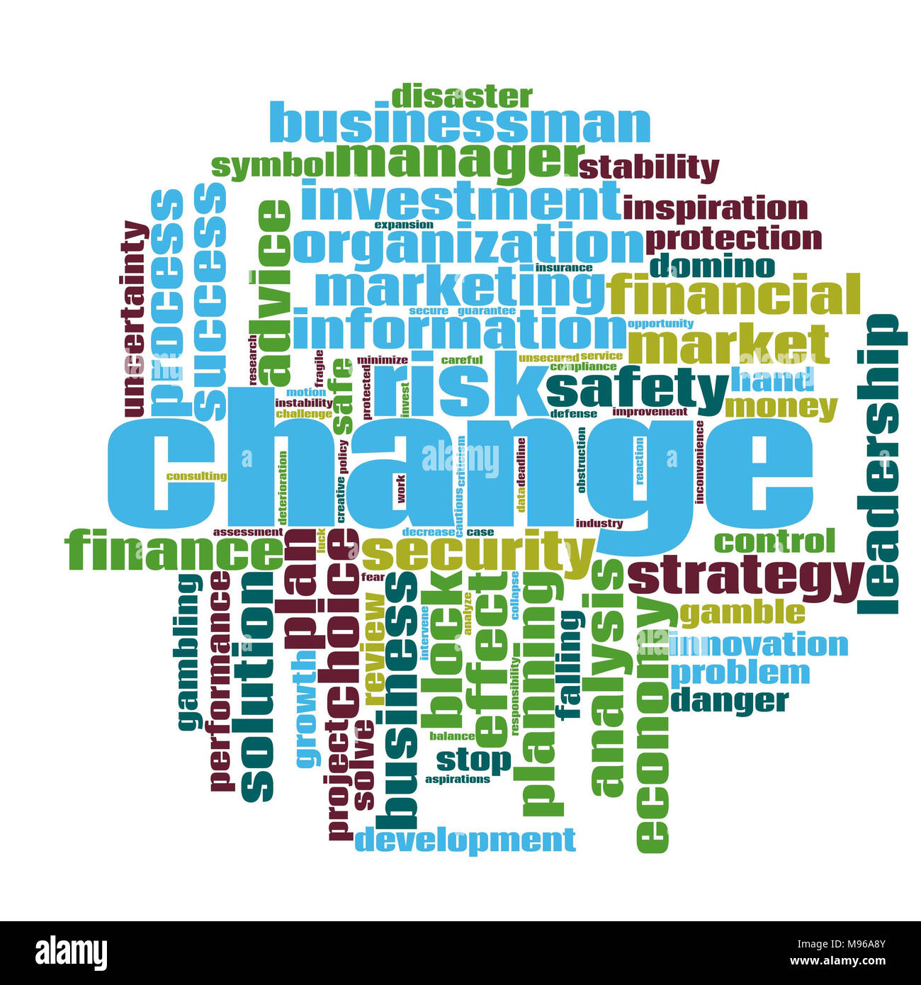 Change word cloud concept on white background, 3d rendering Stock Photo