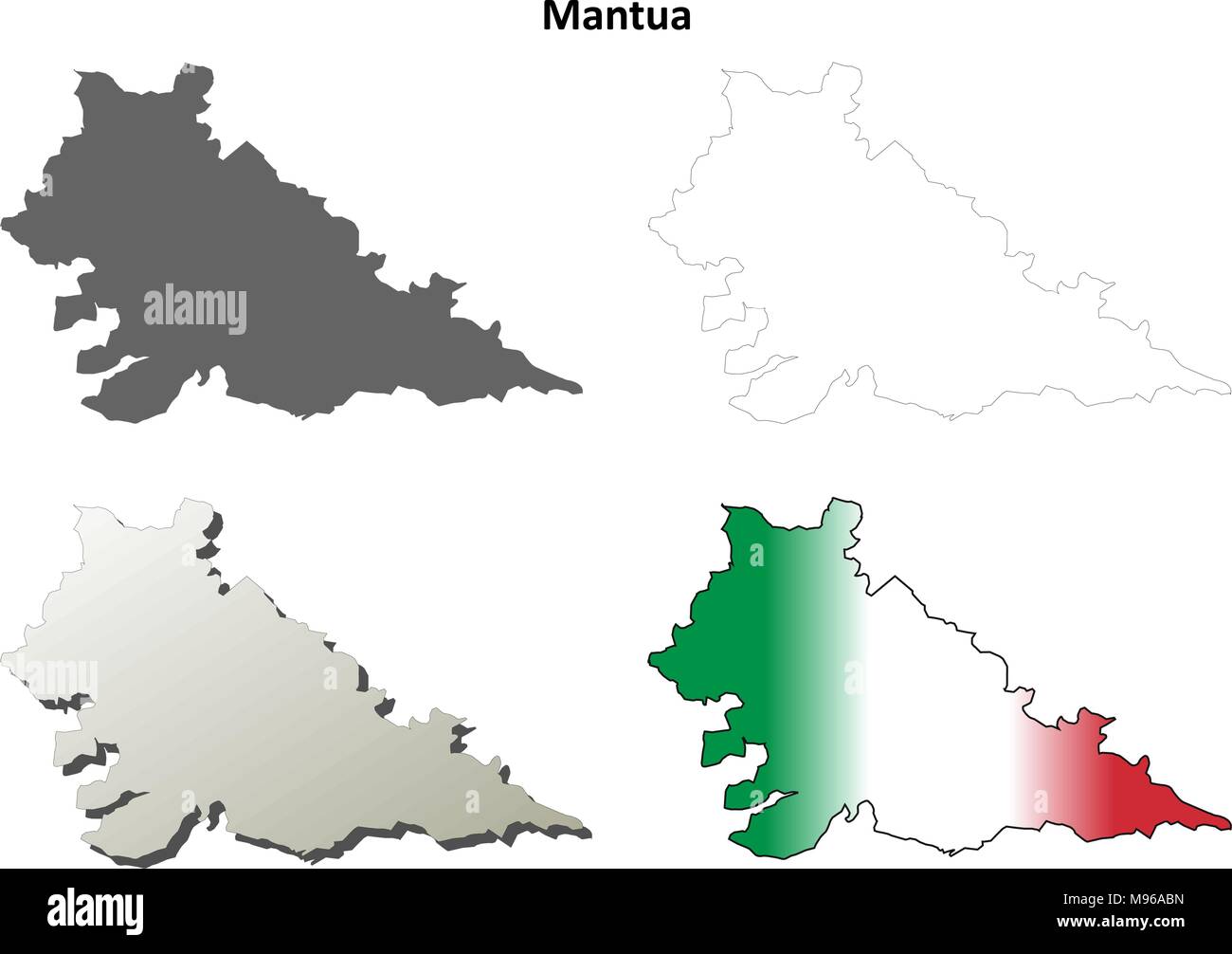Mantua blank detailed outline map set Stock Vector