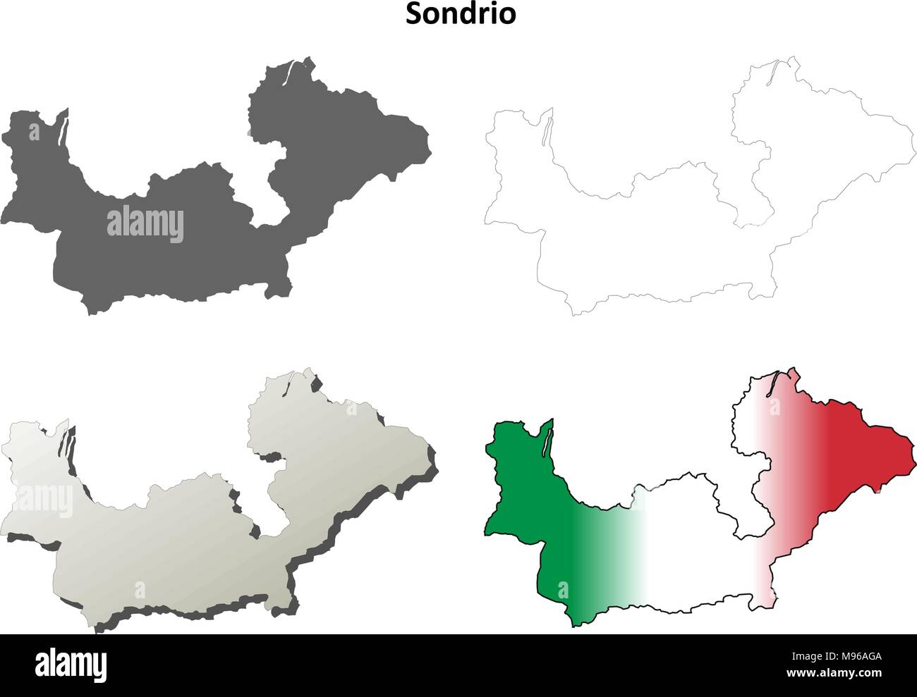 Sondrio blank detailed outline map set Stock Vector