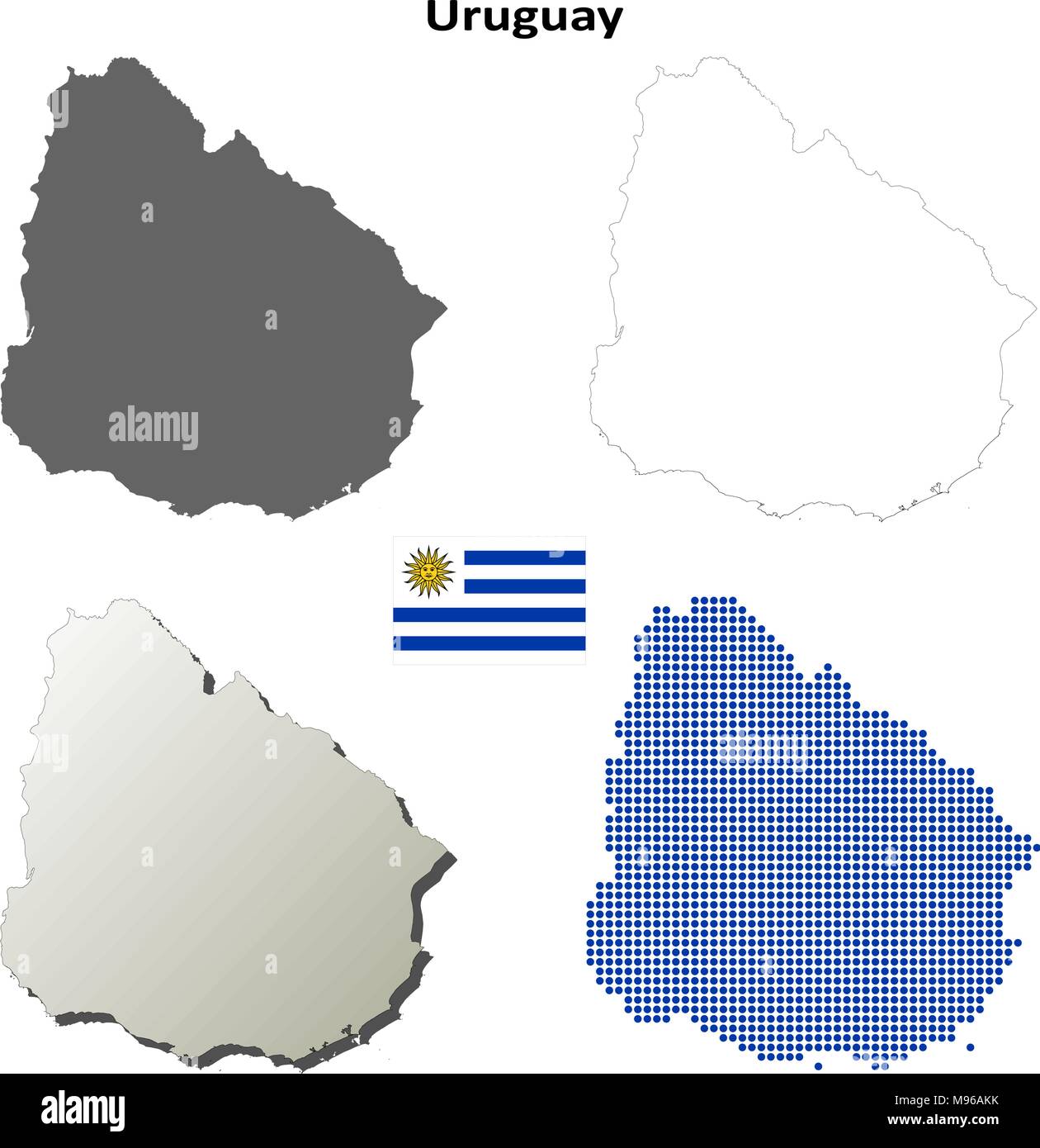Uruguay outline map set Stock Vector