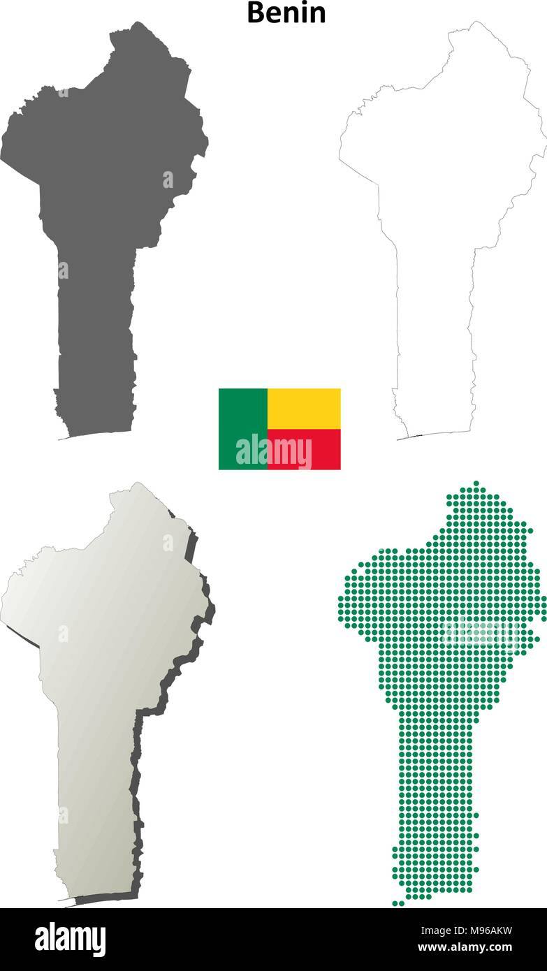 Benin outline map set Stock Vector