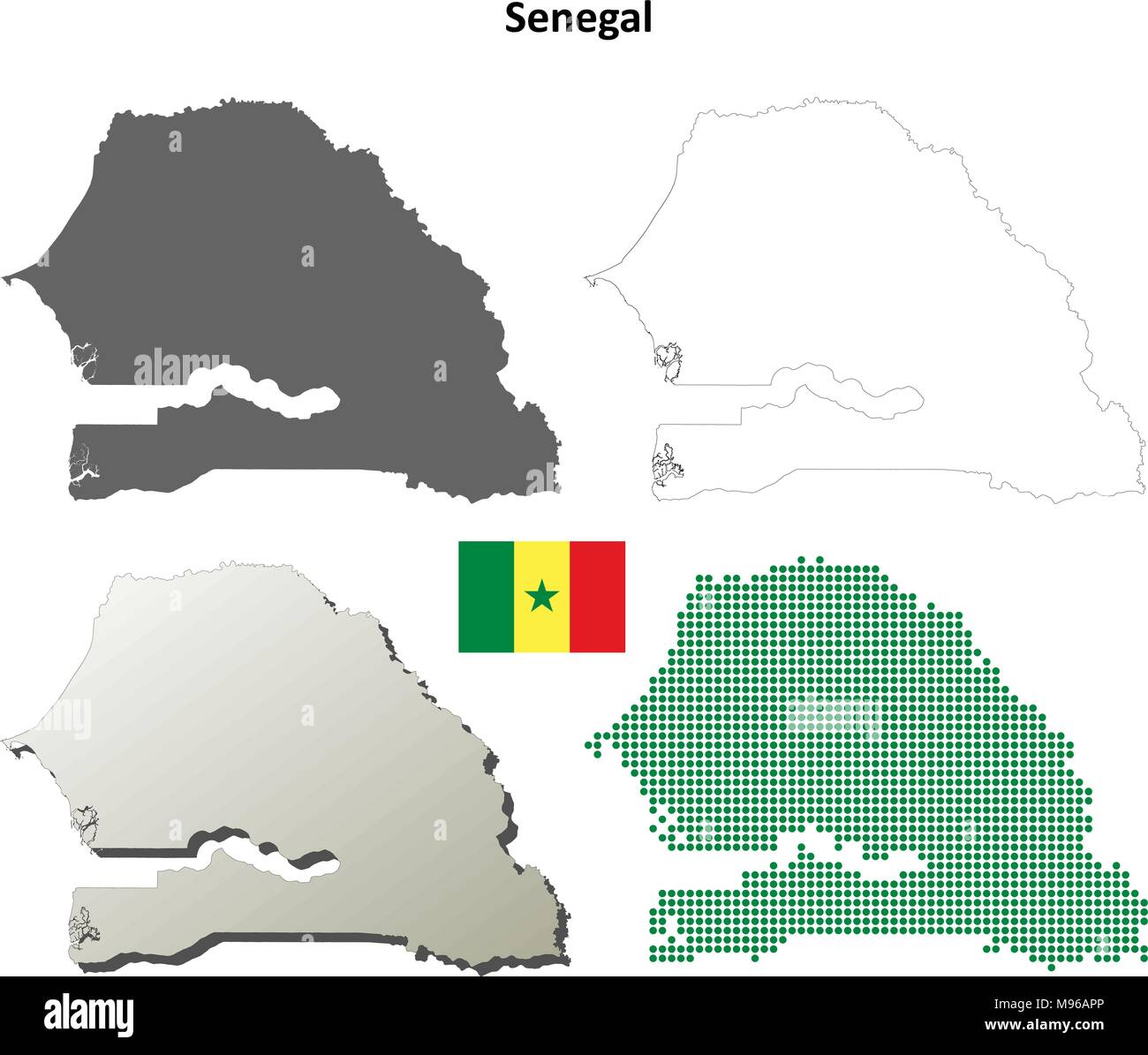 Senegal outline map set Stock Vector