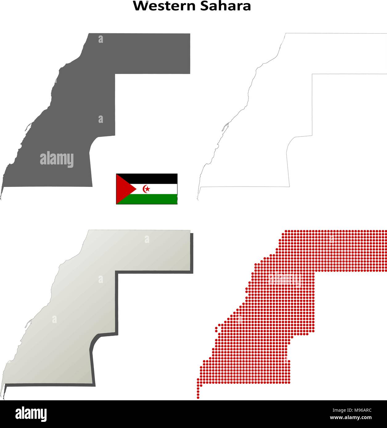 Western Sahara outline map set Stock Vector