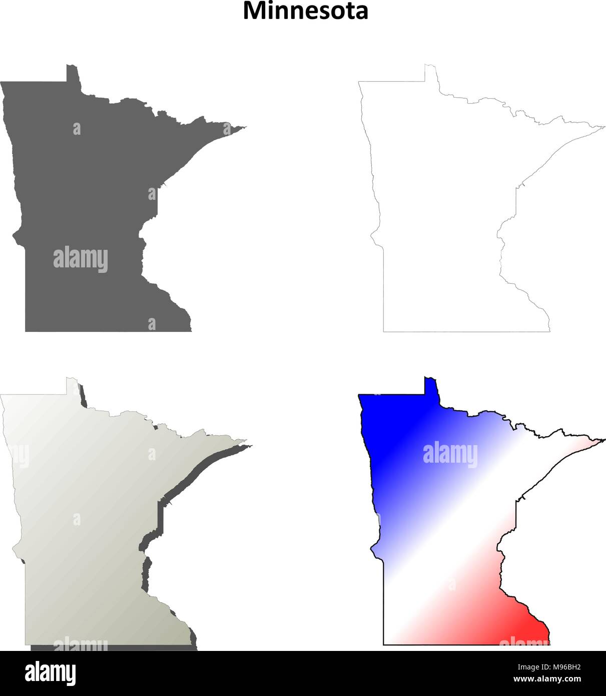 Minnesota outline map set  Stock Vector