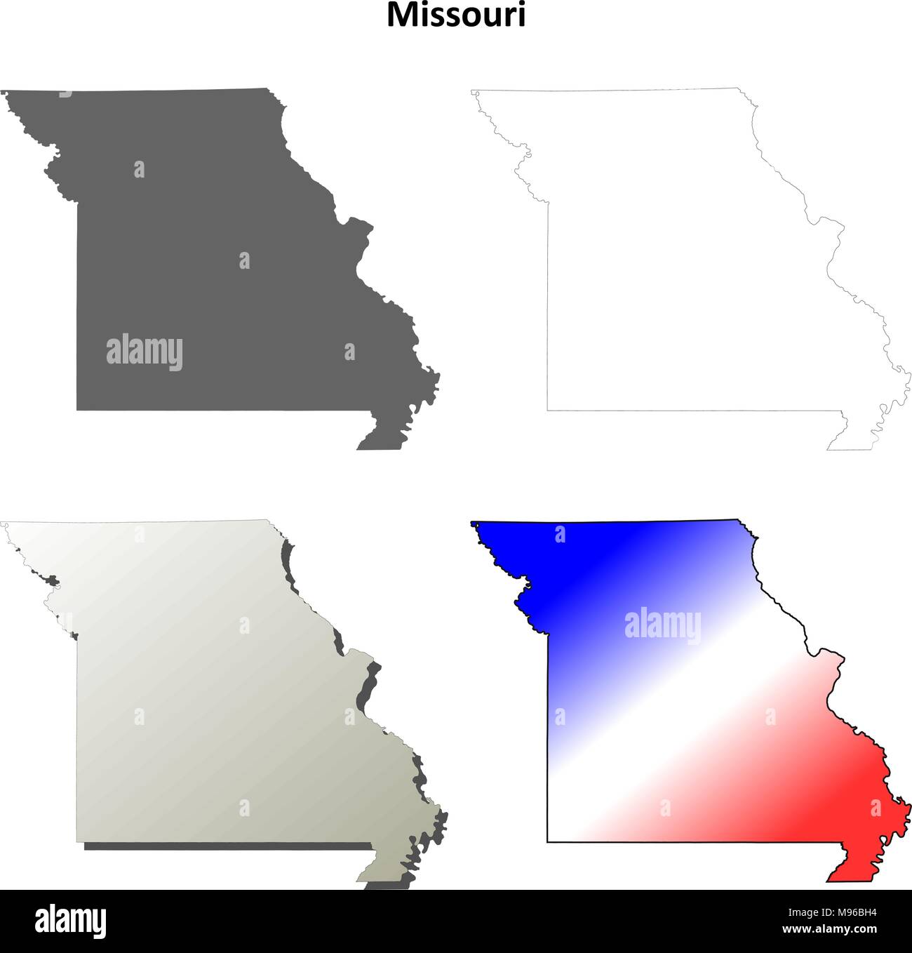 Missouri outline map set  Stock Vector