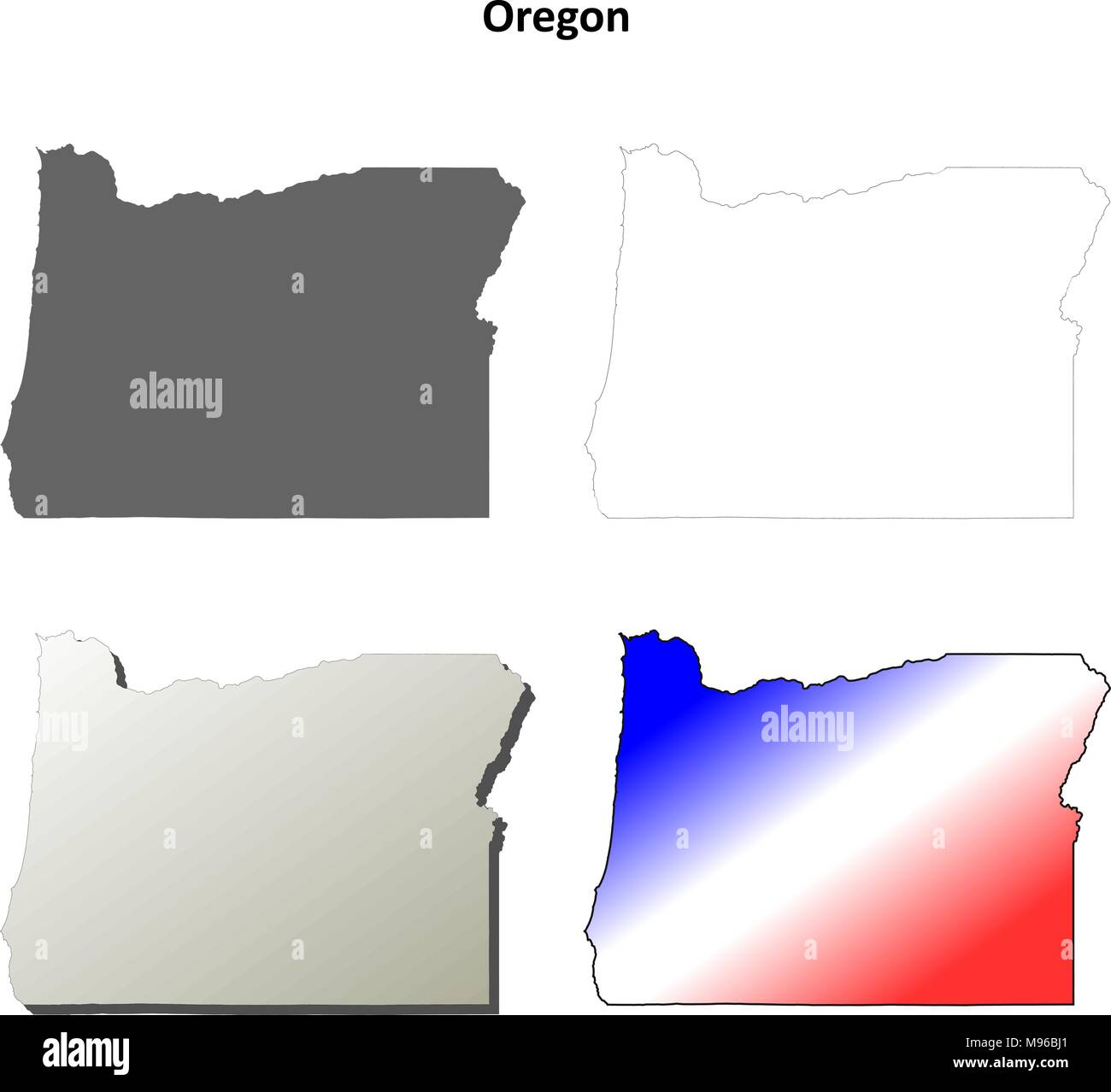 Oregon outline map set  Stock Vector