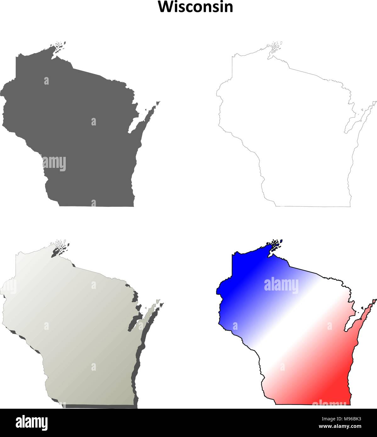 Wisconsin outline map set  Stock Vector