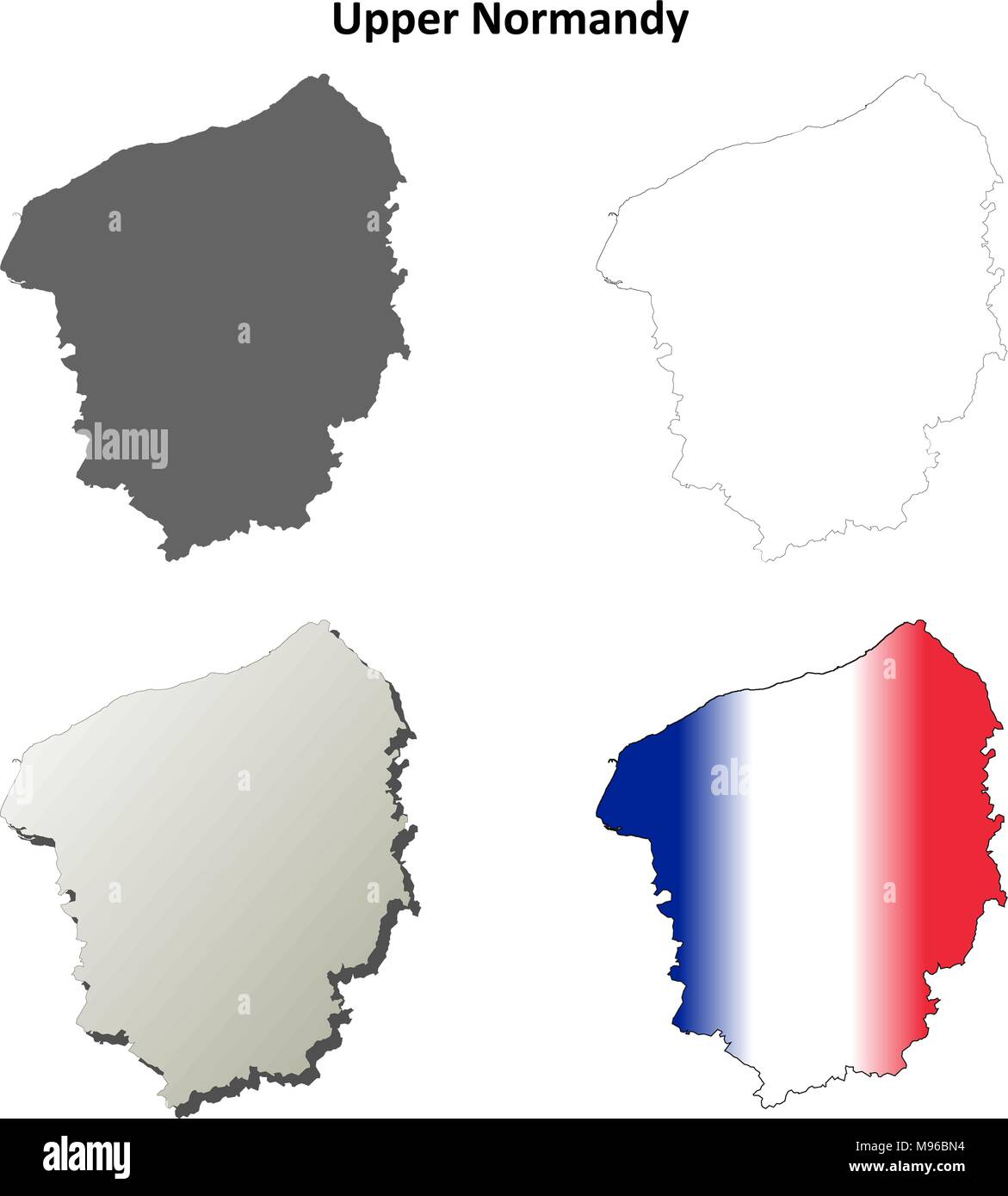 Upper Normandy blank outline map set  Stock Vector
