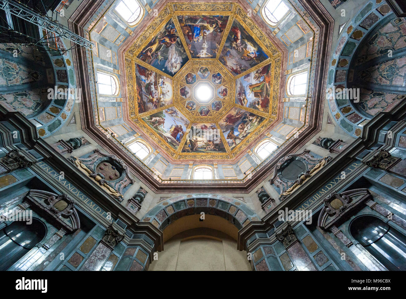 Florence. Italy. Interior view of the Cappella dei Principi, (Chapel of the Princes), Cappelle Medicee (Medici Chapels). Church of San Lorenzo.   The  Stock Photo