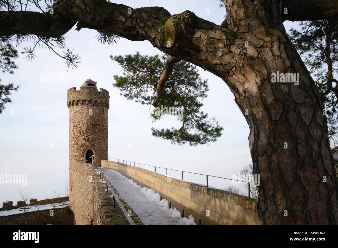 Auerbacher Schloss im Winter, Bensheim-Auerbach, Bergstrasse, Odenwald, Hessen, Deutschland Stock Photo