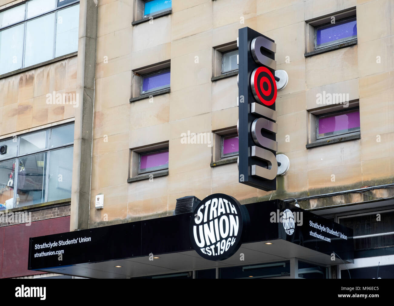 Exterior of University of Strathclyde Student Union in central Glasgow, Scotland, UK Stock Photo