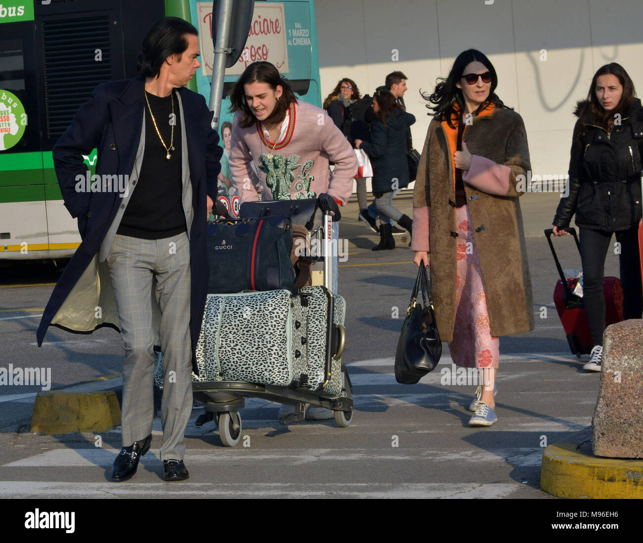 Nick Cave at Milan Linate Airport with his family Featuring: Nick Cave  Where: Milan, Italy When: