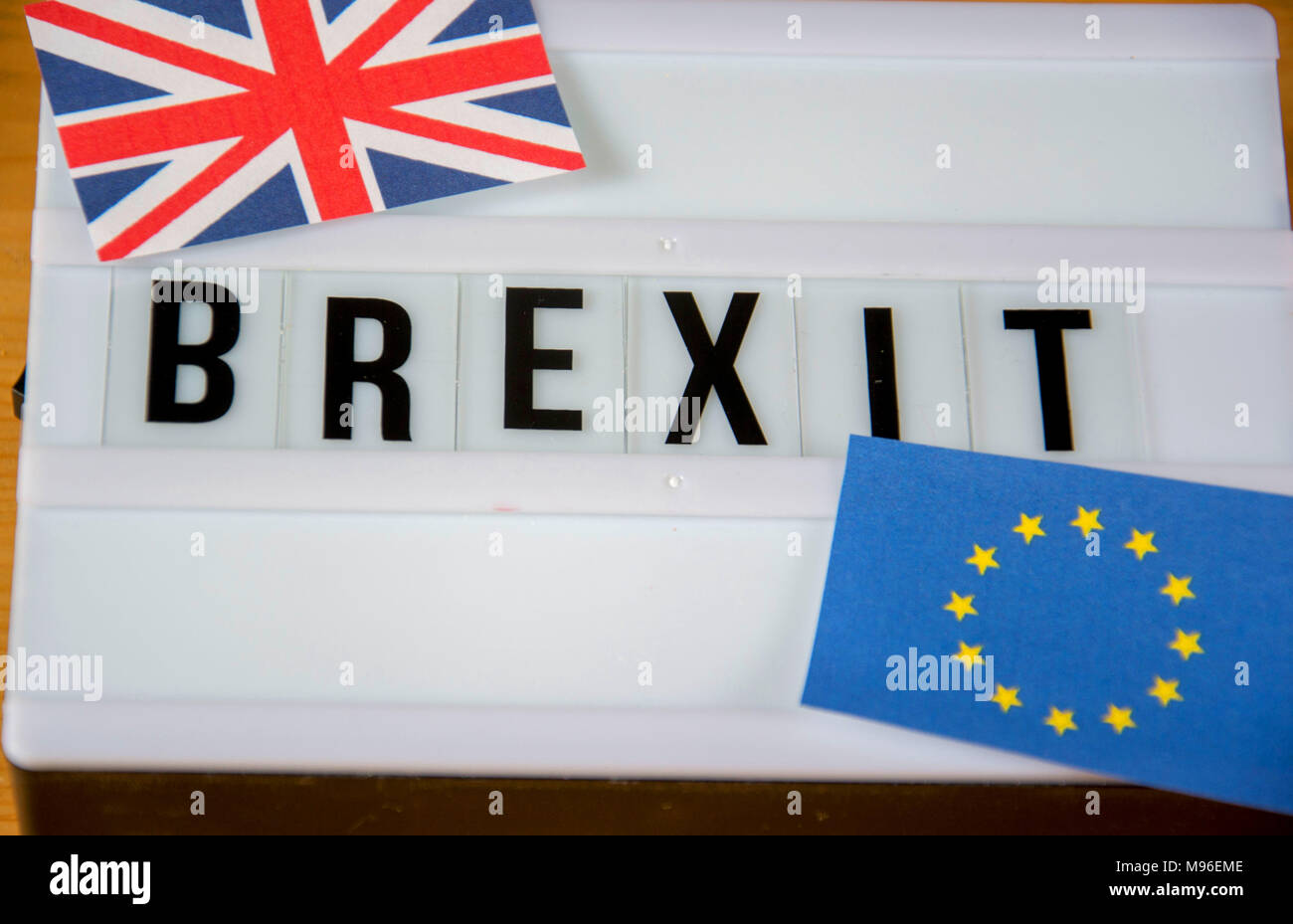 The word Brexit written on a lightbox Stock Photo