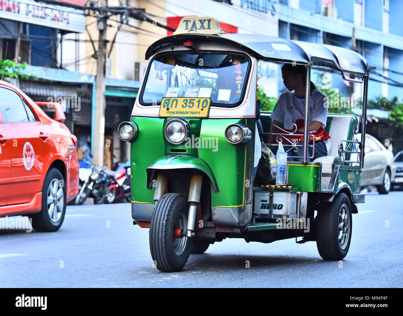 BANGKOK, THAILAND - JAN 24, 2018: Tuk-tuk, an auto rickshaw in Bangkok ...