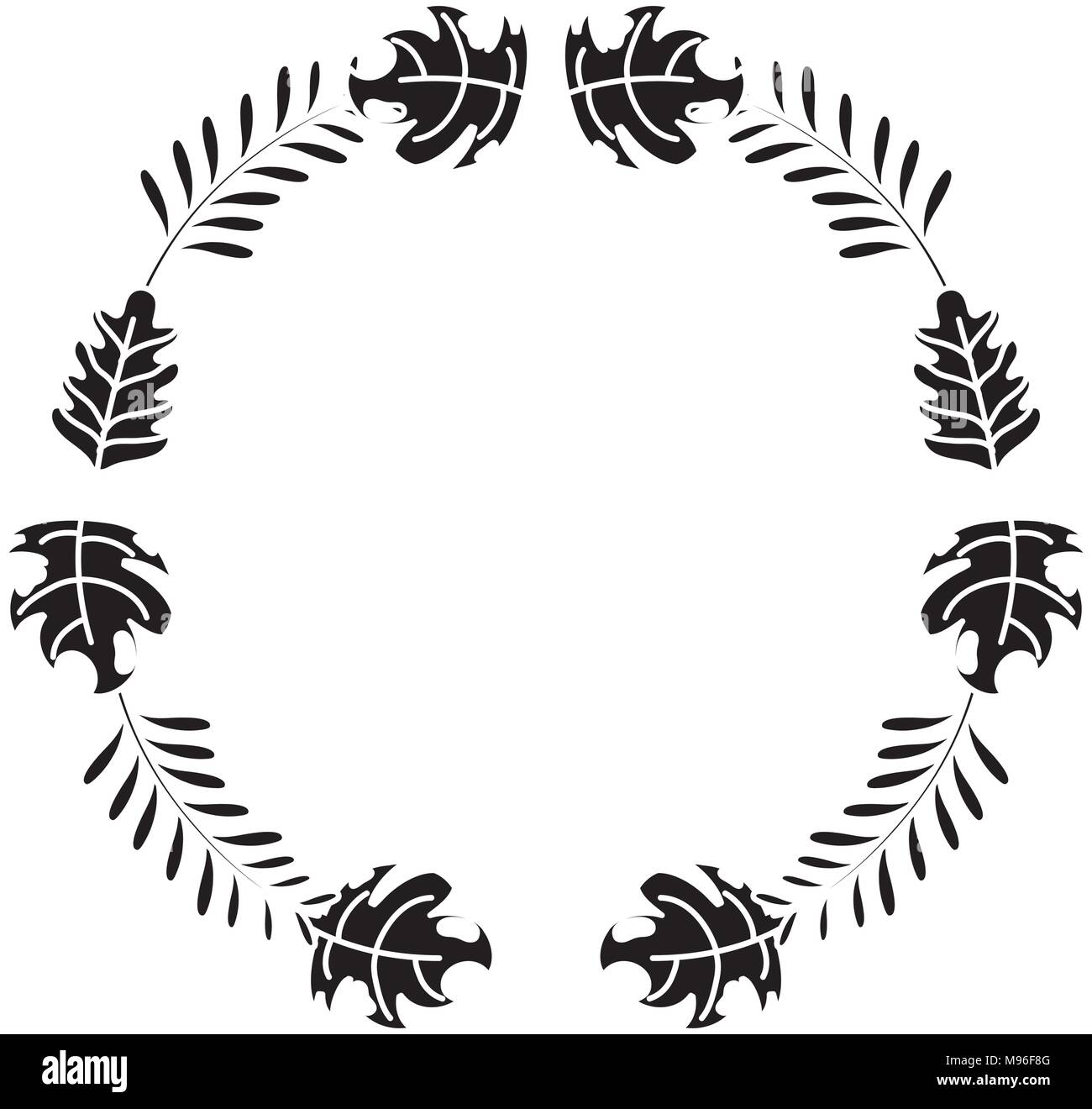 silhouette palms leaves branches botany plant Stock Vector Image & Art ...