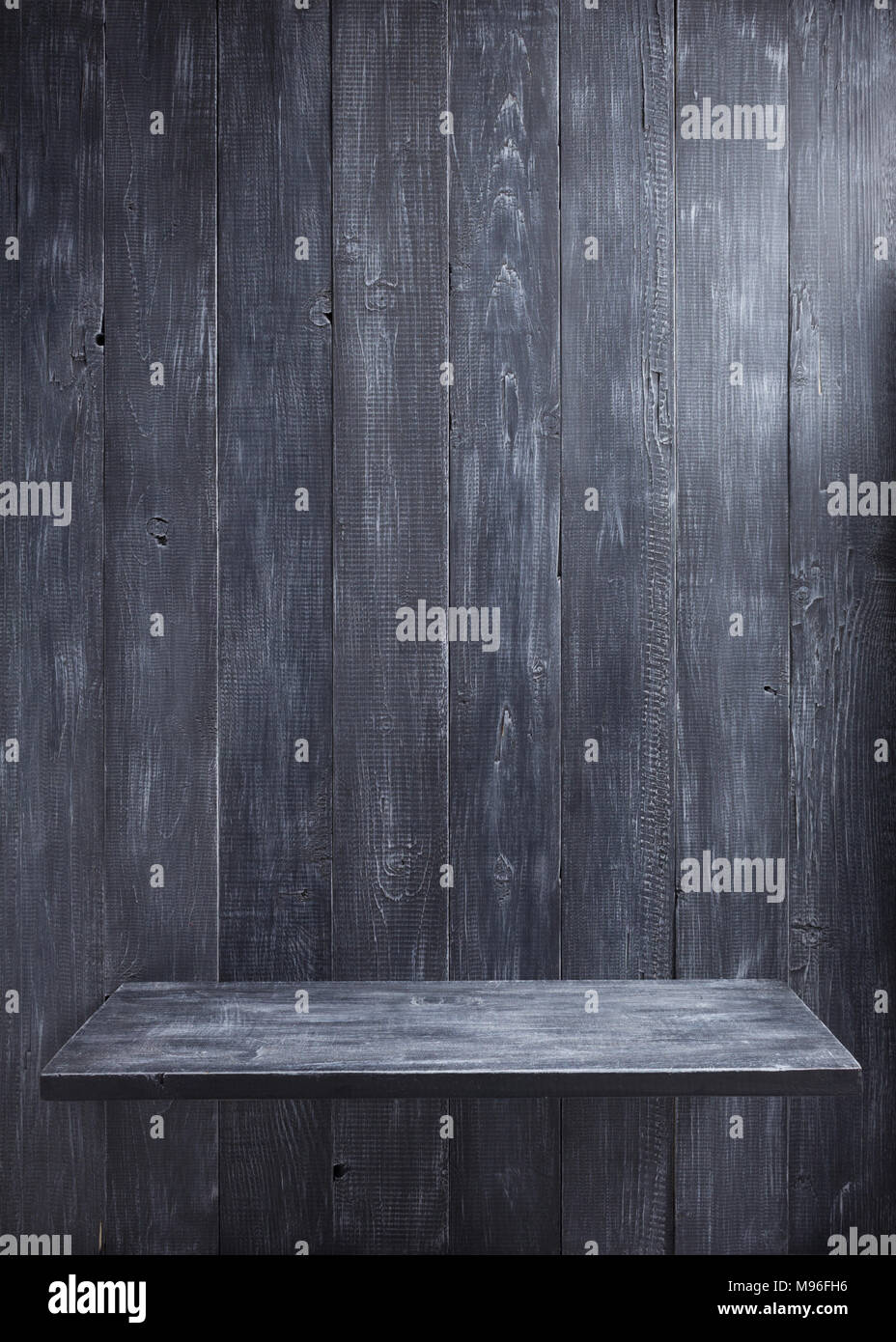 wooden shelf at background texture wall Stock Photo - Alamy