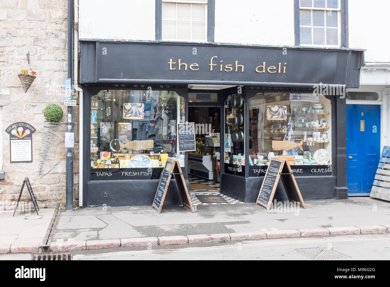 The Fish Deli fishmongers and delicatessen Ashburton in the Dartmoor National Park, Devon Stock Photo