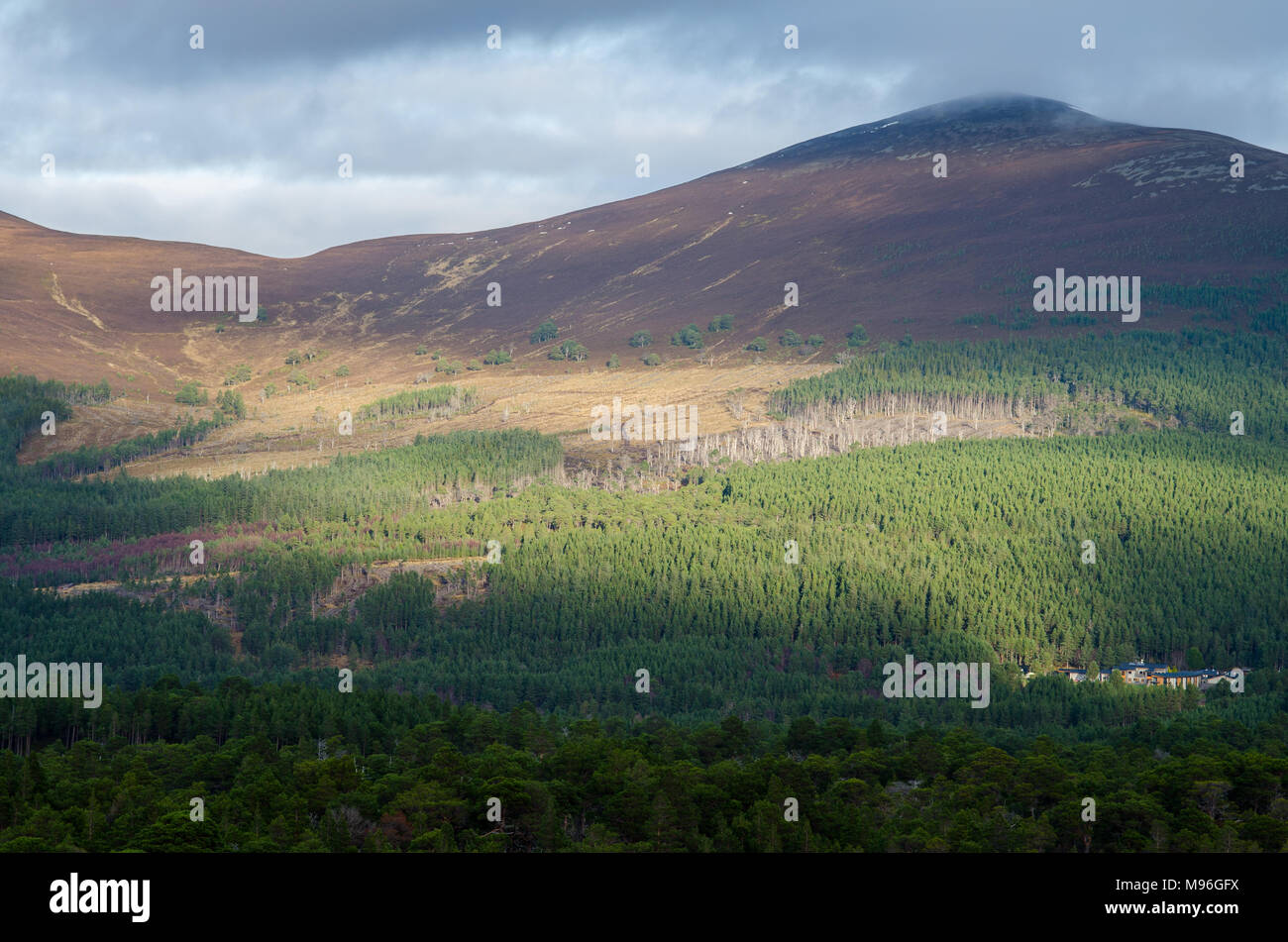 Contrasts of Sun and Shadow playing across the Scottish Highlands Stock Photo