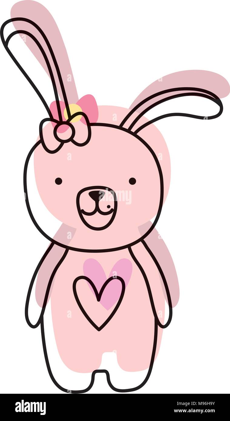 moved color rabbit female animal with ribbon bow Stock Vector Image ...