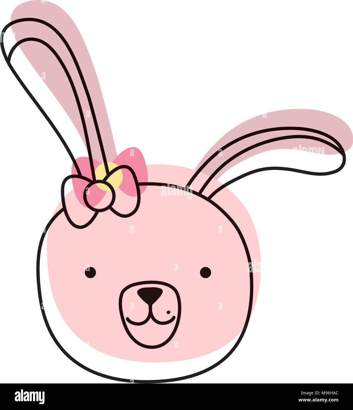 moved color cartoon rabbit female head with ribbon bow Stock Vector ...