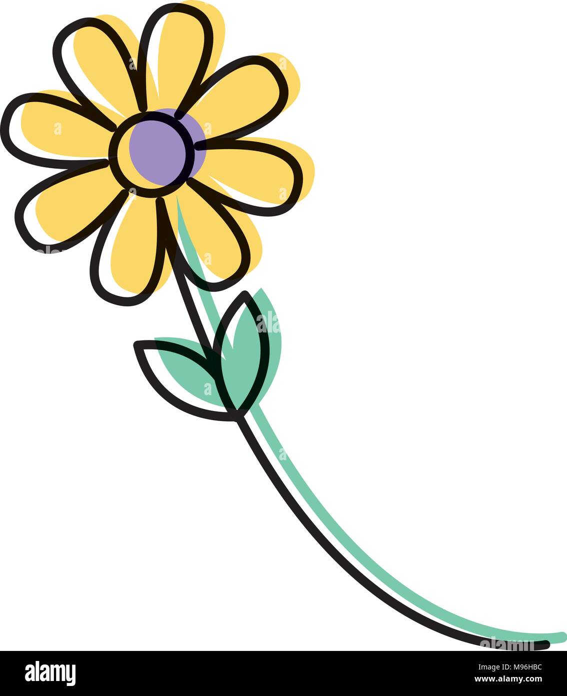 moved color nature flower with beautiful petals and leaves Stock Vector ...