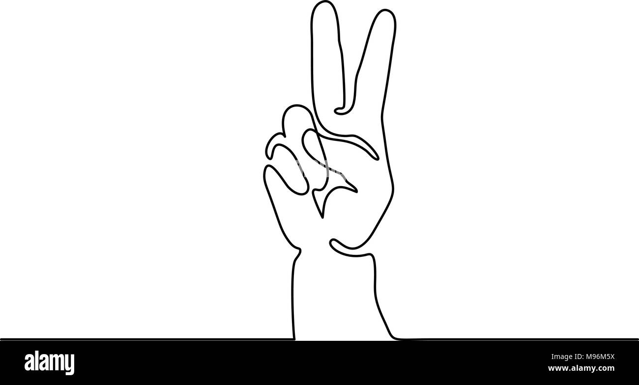 Hand showing victory sign Stock Vector