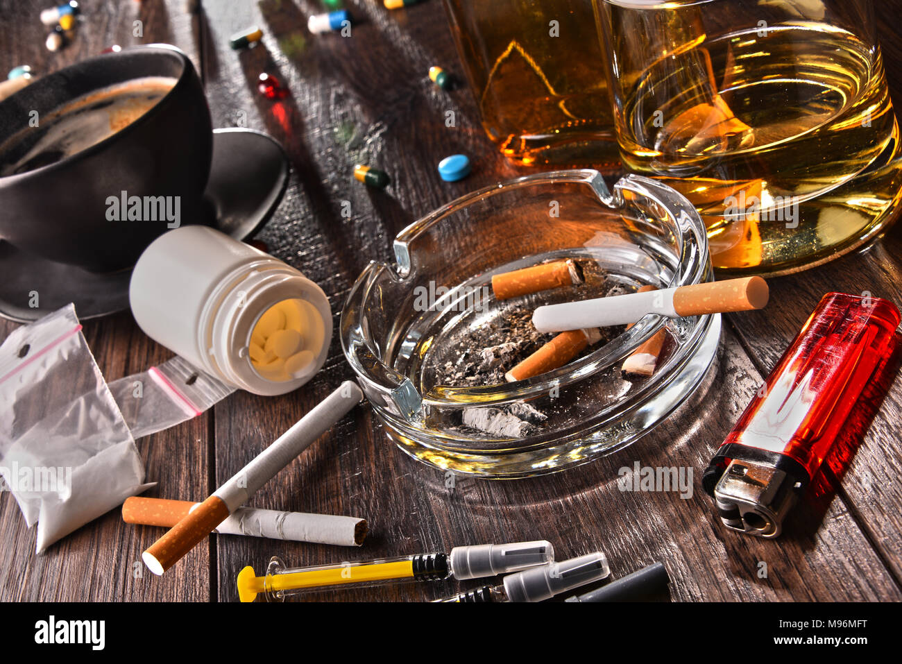 addictive-substances-including-alcohol-cigarettes-and-drugs-stock