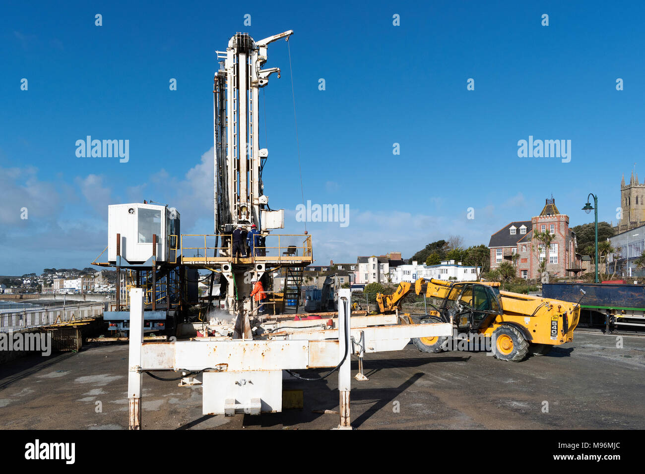 geothermal drilling in penzance, cornwall, england, uk. Stock Photo