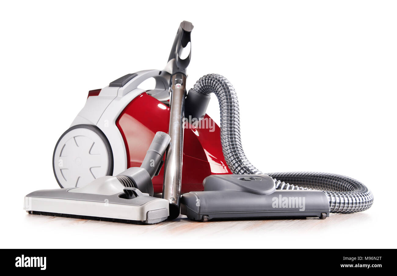 Canister vacuum cleaner for home use isolated on white background Stock