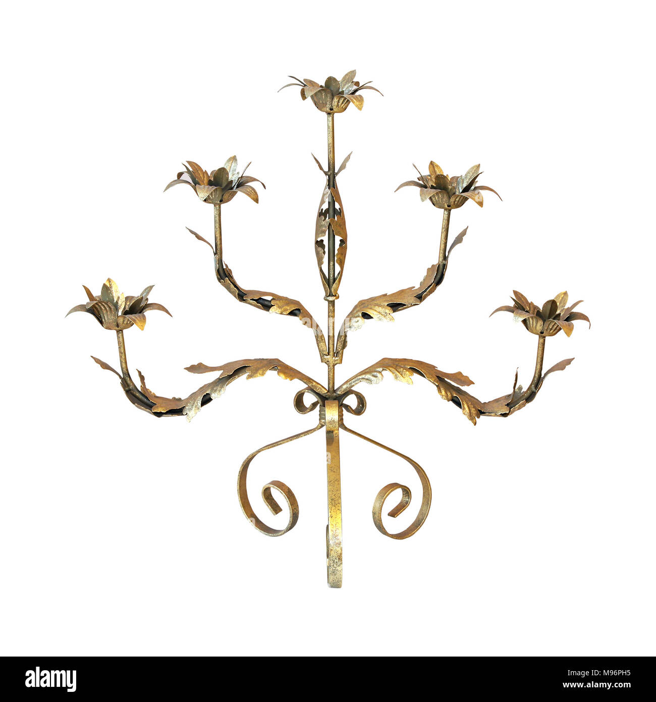 Vintage gold candlestick isolated with clipping path included Stock