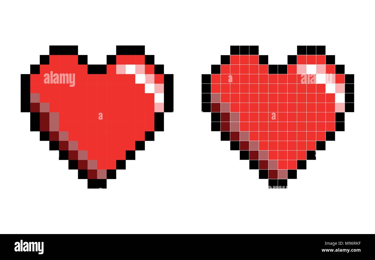 Pixel Art Heart Shape Stock Vector Art Illustration