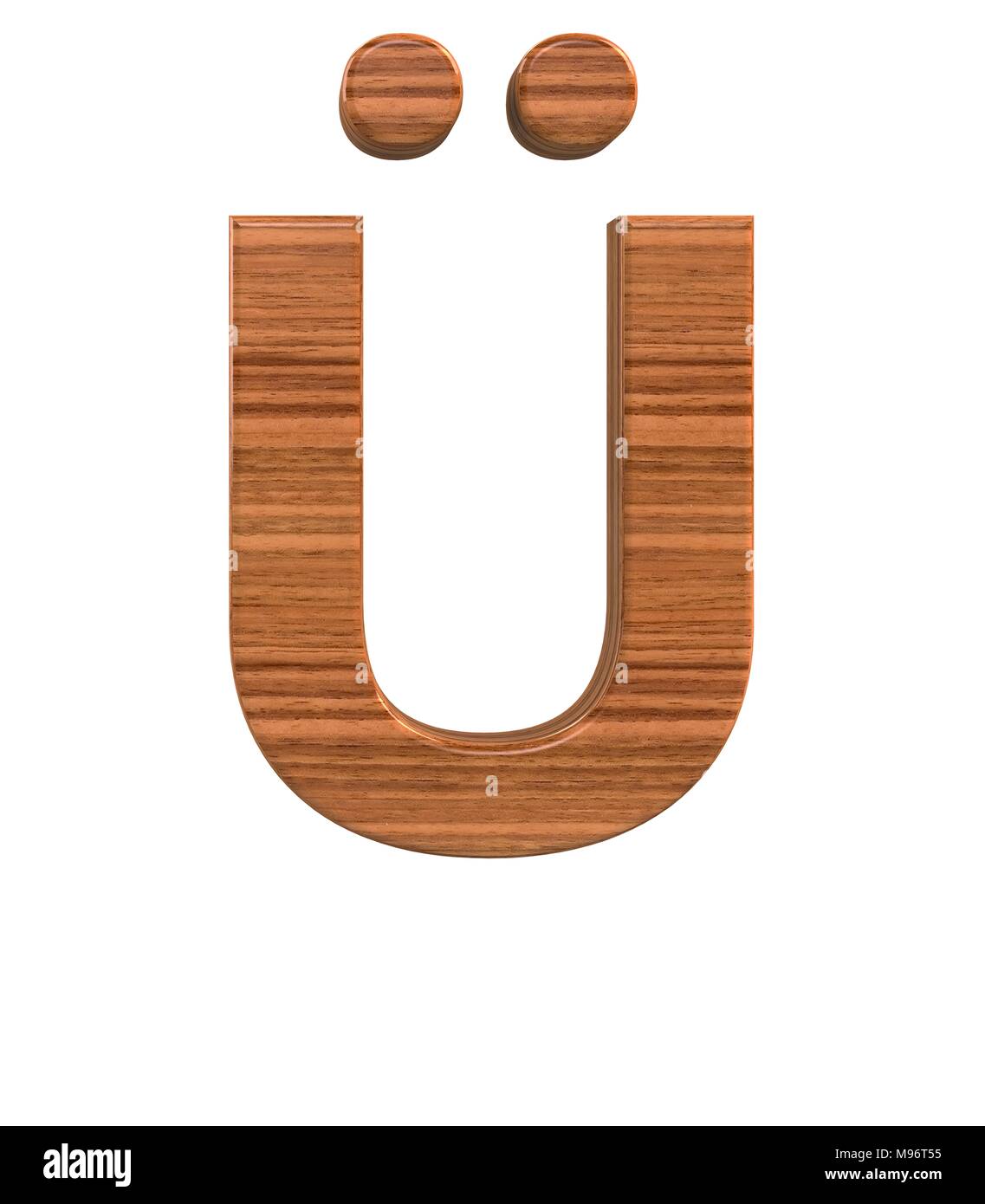 3D rendering Font Polished walnut special character ALT0220 Stock Photo
