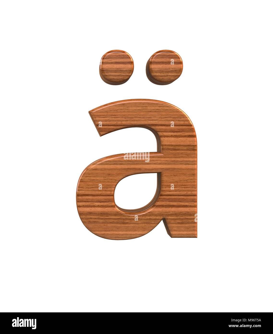 3D rendering Font Polished walnut special character ALT0228 Stock Photo