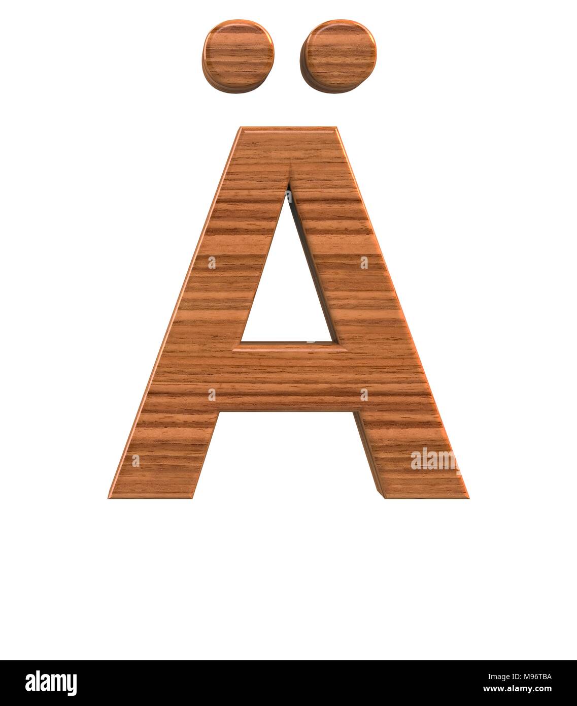 3D rendering Font Polished walnut special character ALT0196 Stock Photo