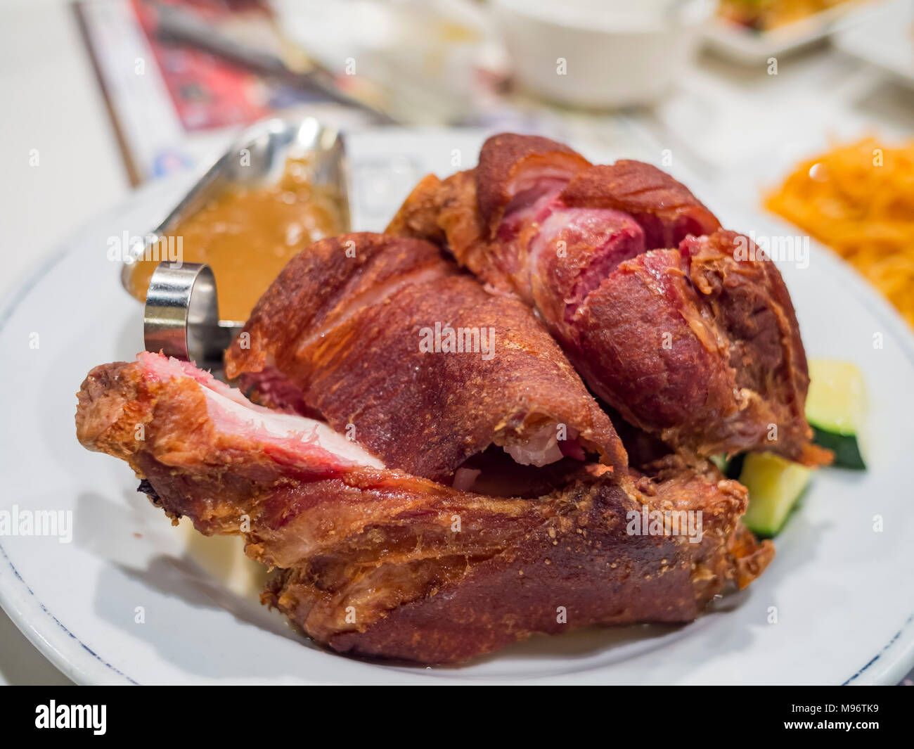 Delicious macro shoot of German style deep fried pork feet, ate at Los