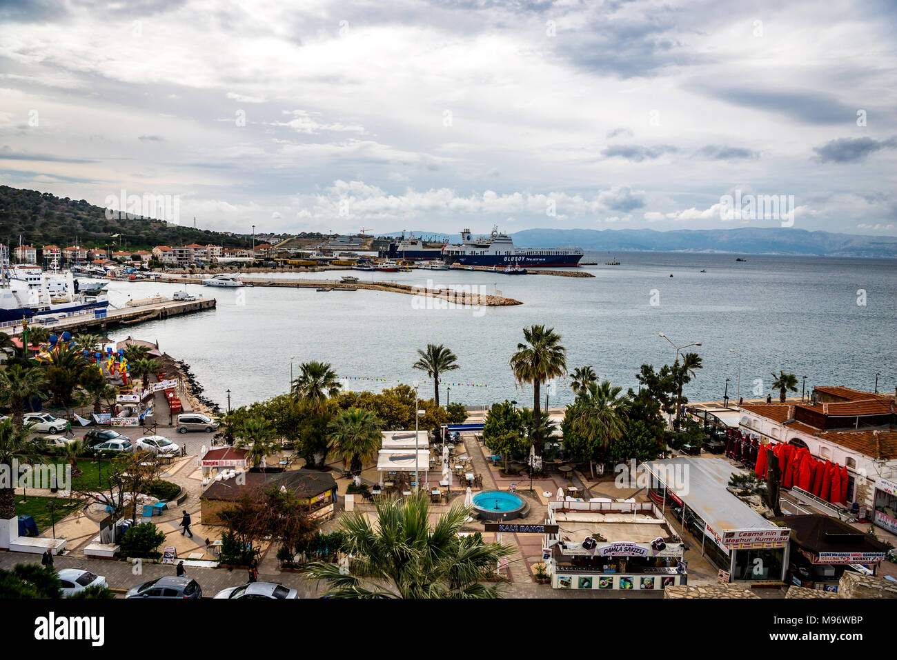 View at Marina from the Cesme Fortress Stock Photo